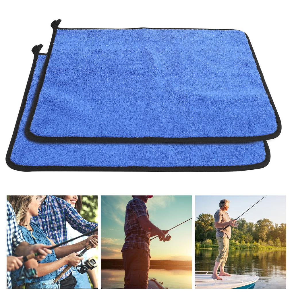 Cotton Fishing Towel Thickening Water Absorption Double Sided Color Towel Fishing Accessory(Blue Gray )
