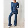 Women's Slim-Fit Crew Neck Long Sleeve Ribbed Sweater, Casual Daily Commute Wear, Stylish Knitted Top for Fall & Winter Seasons