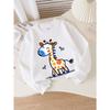 Kids Crewneck Sweatshirt, Colorful Smiling Spotted Giraffe Graphic Print, Spring Autumn Casual Sport Tops