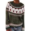 Womens Round Neck Colorblock Loose Knit Sweater Street Style Casual Pullover With Geometric