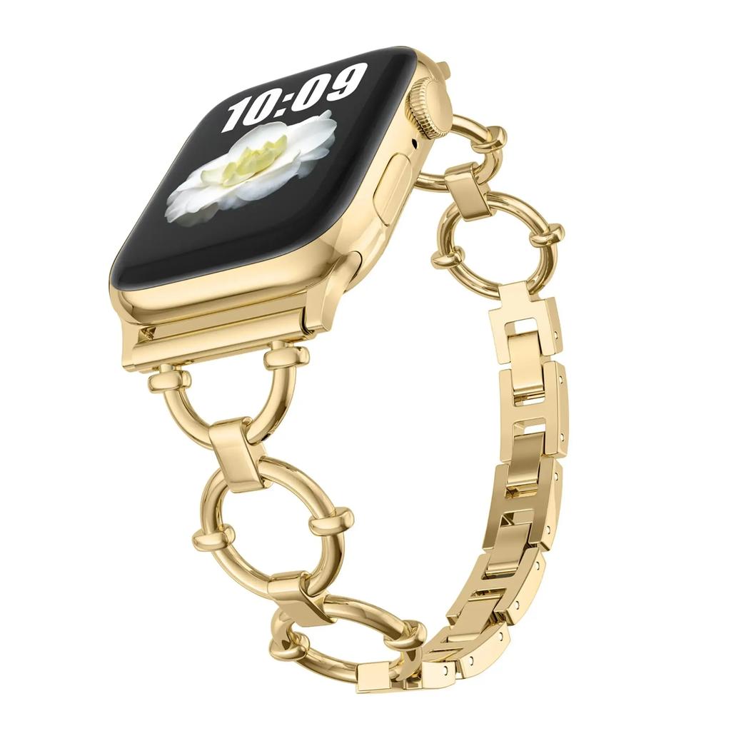 Bracelet métallique de luxe pour Apple Watch, bracelet chaîne tendance pour iWatch 987654321SE Ultra2 40 41 42 44 45 49mm, poignet femmes hommes