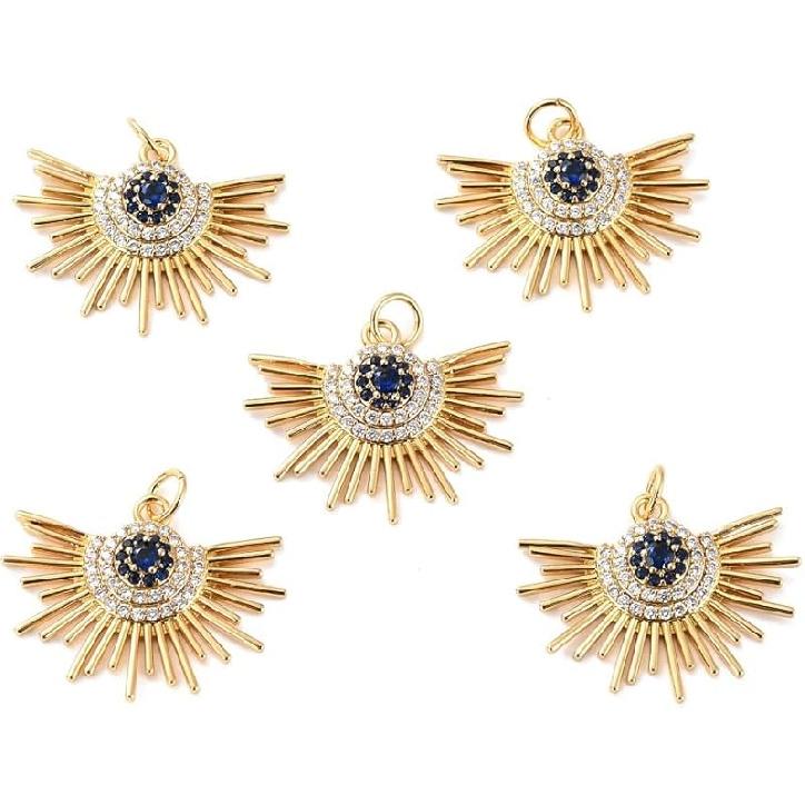 Ipotkitt 5Pcs Heart with Star Brass Micro Pave Cubic Zirconia Diffuser Locket Charm Pendants Openable Ornaments for DIY Making - 19.5x22.5mm