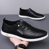 New round head men's casual shoes business trendy men's single shoes little white shoes leather shoes hollow hole shoes leather sandals