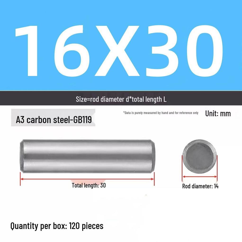 Cylindrical Dowel Pin, GB119, A3, Natural, M16-M20 Specifications Complete
