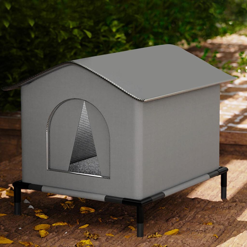 Outside Cat House Outdoor Shelter for Cats with Mat and Raised Floor Insulated Warm Pet Kitten Nest Cave for Patio Backyard