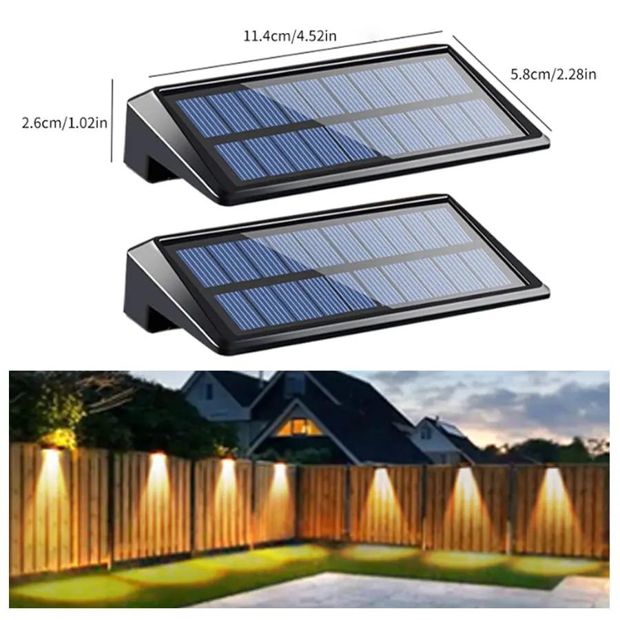 2 Sets Solar Wall Lights 4 LEDs Outdoor Waterproof Fence Deck Garden Decor Entrance Lighting IP44 Bright Solar Wall Washer
