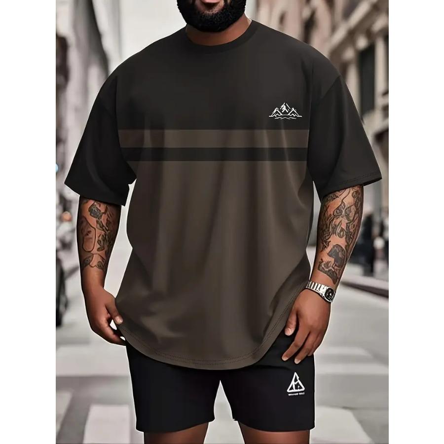 

Мужская повседневная футболка больших размеров с 3D цифровой печатью полосок - Легкая удобная полиэстеровая летняя дышащая футболка с круглым вырезом 6XL