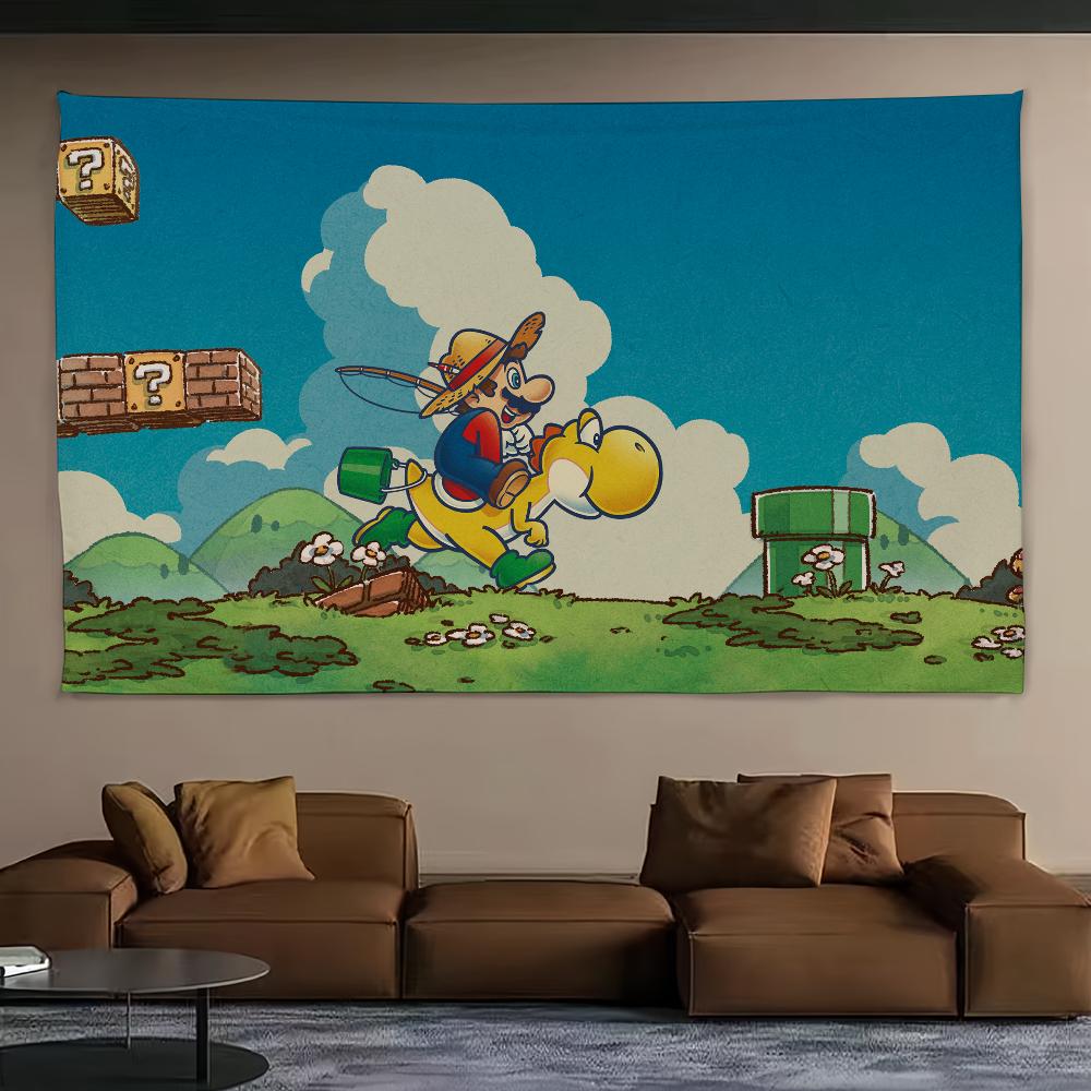 Cute Cartoon Super Marios Bro Tapestry Background Hanging Cloth Bedroom Room Decor Aesthetic Tapestry Wall Party 100X70CM