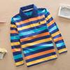 Boys' Korean Style Striped Long-Sleeve Polo Shirt with Turn-Down Collar (Sizes 100-170 cm) - Autumn & Spring Wear
