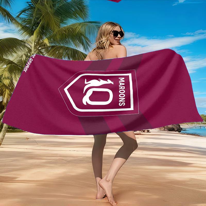 Australien Maroons Rugby Team Emblem Strandtuch, Schnelltrocknend, Pflegeleicht, Geeignet für Fitness und Strandurlaub, Sport-Essential