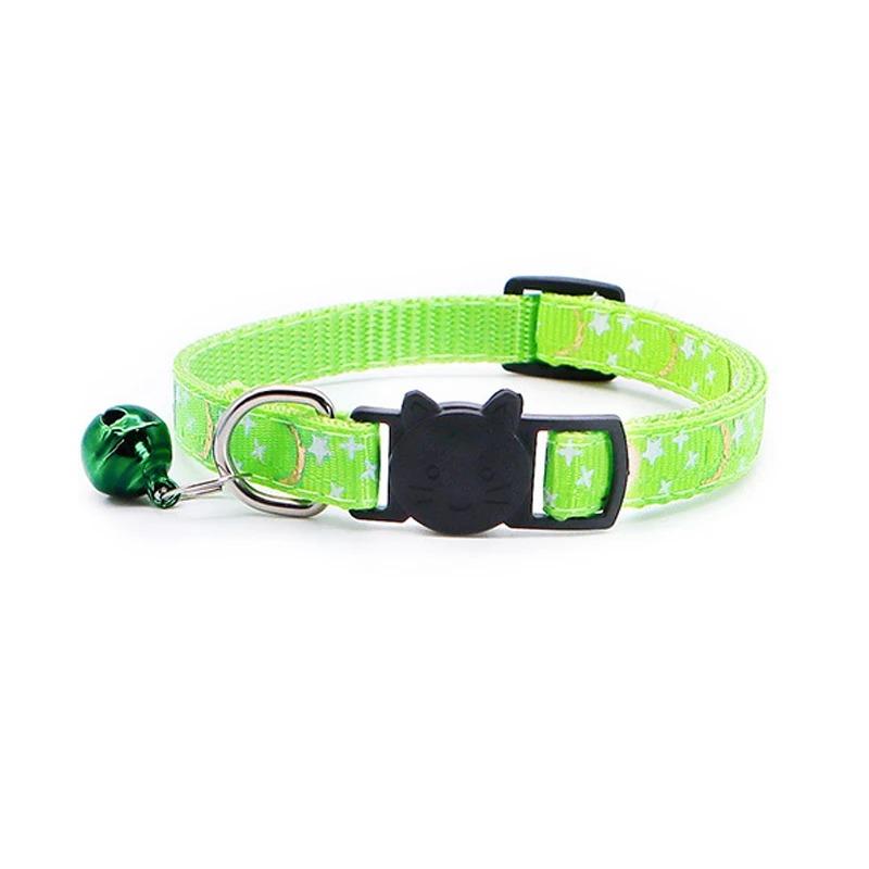 Neues Goldene Sterne und Mond Katzenhalsband mit reflektierender Sicherheitsschnalle und Glocke Verstellbare Halsbänder für Katzen und kleine Hunde