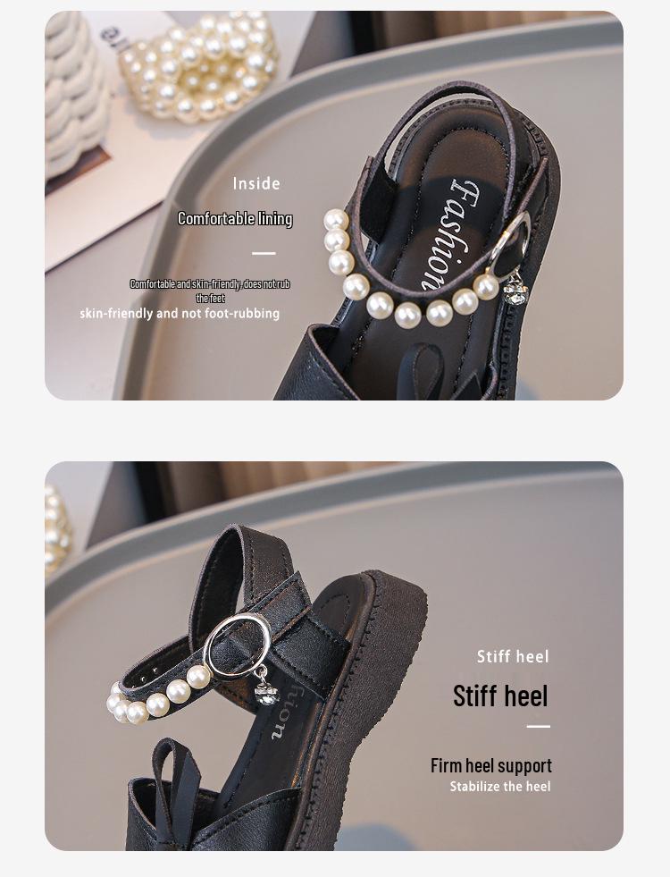 2026 Girls' Stylish Summer Soft-Soled Princess Sandals - Korean Style, Versatile Beach Shoes for Medium and Large Children
