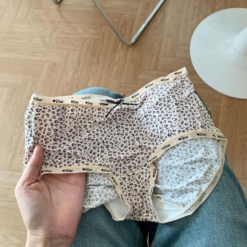 Women's Spring Summer Letter Leopard Print Ice Silk Quick Drying Low Rise Panties