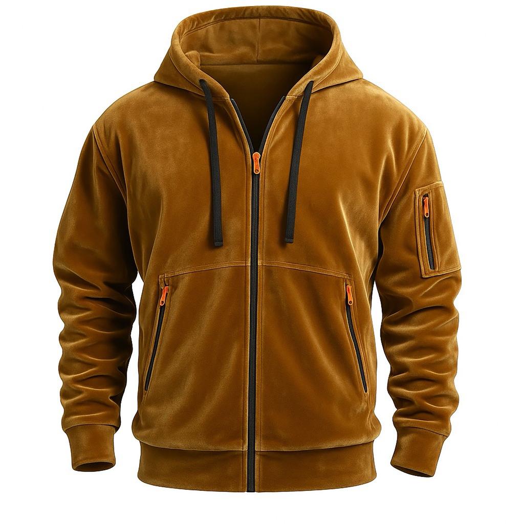 Spring And Fall  Men's Outdoor Casual Standing Collar Long-sleeved Sweater Hoodies Tops Coats