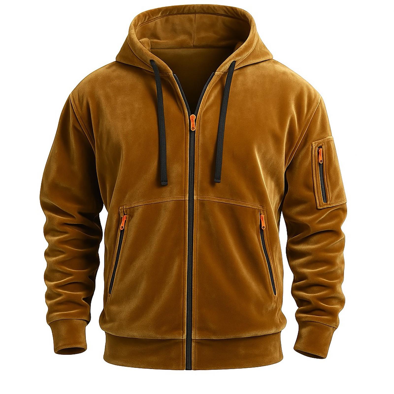 

Весна и Осень Мужская Повседневная Верхняя одежда для улицы Свитеры Худи Топы Пальто с воротником-стойкой и длинными рукавами S коричневый