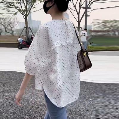 Ladies' Shirt Bubble Sleeve White Short-sleeved Shirt Female Loose Design Sense Niche Floral Doll Shirt Blouse Temperament Elegant Fashion Top