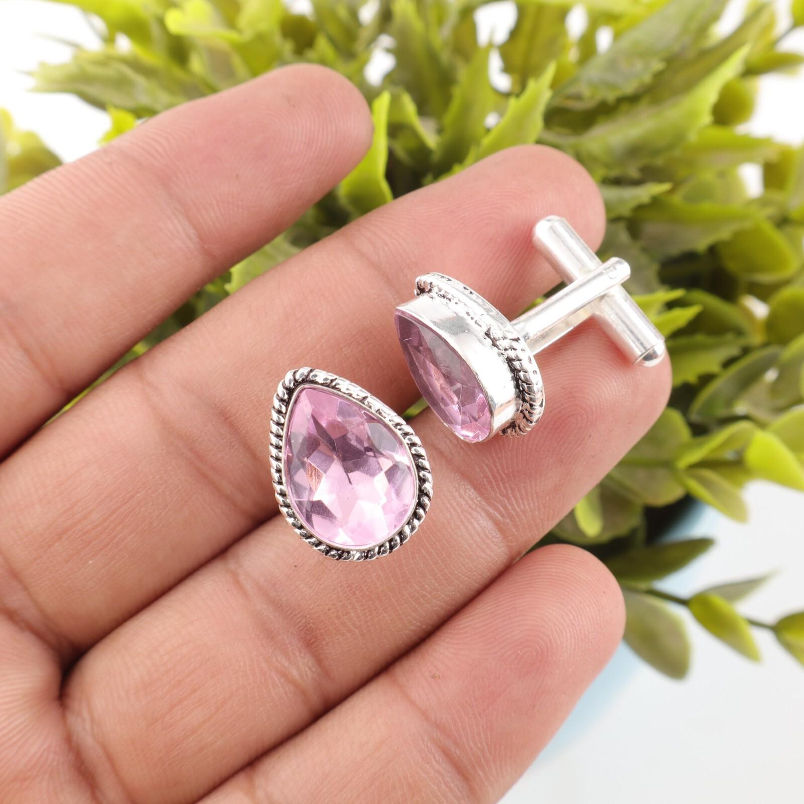 

Морганит Драгоценный камень 925 Стерлинговое серебро Ручной работы Ювелирные изделия Запонка Для друга CL-5-10