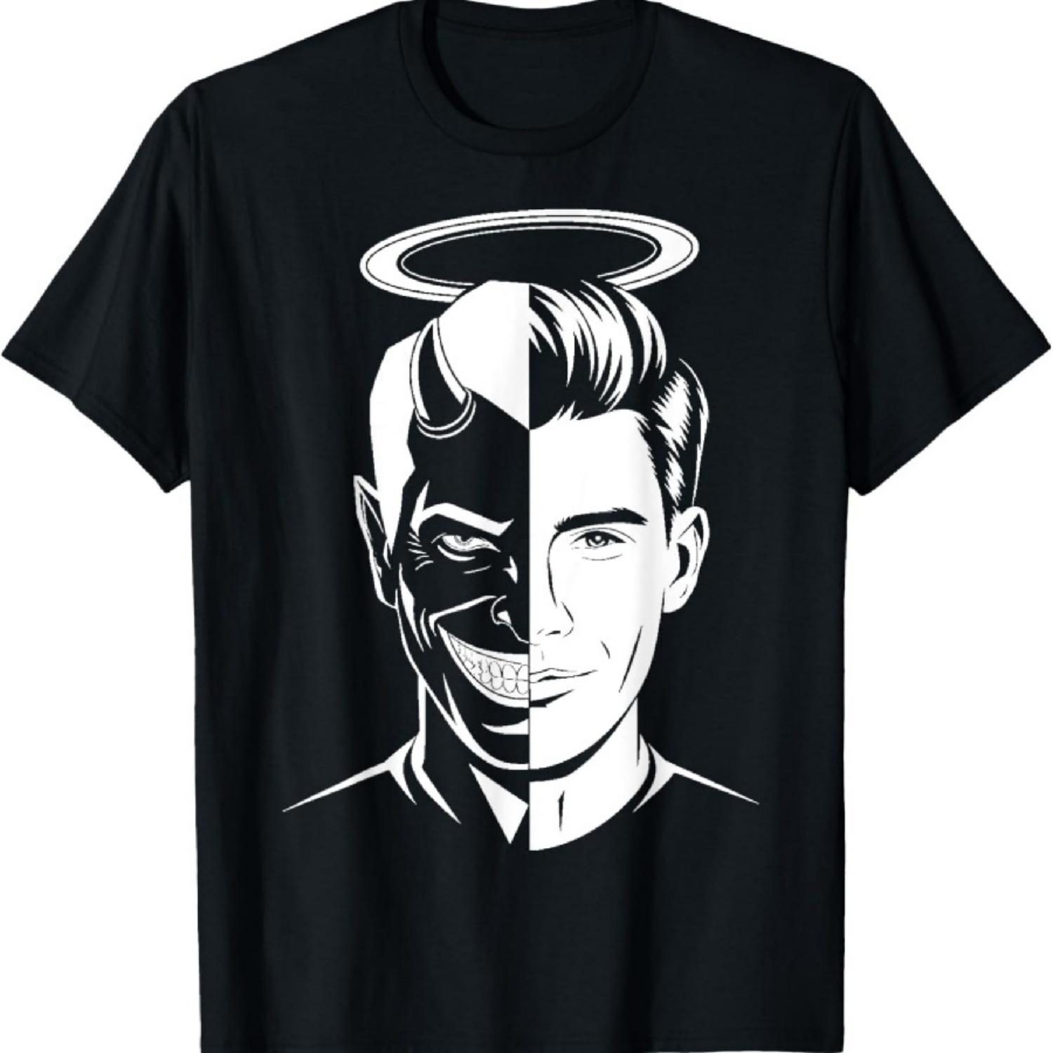 Devil Angel Face for Mens Creepy Smile T-Shirt XXXXXL чёрный