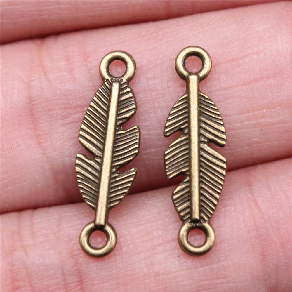 40pcs Antique Bronze Silver Color Pendants DIY Crafts Making Findings Handmade Jewelry Small Feather Charms For Jewelry Making