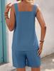 2026 Spring/Summer European and American Style Round Neck Solid Color Two-Piece Sleeveless Shorts Set for Women.
