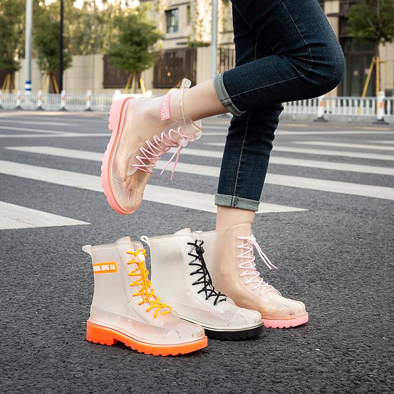 Fashion Waterproof Rain Boots for Women, Adult Mid-tube Rain Boots, Transparent Water Boots, Snow Boots, Motorcycle Boots