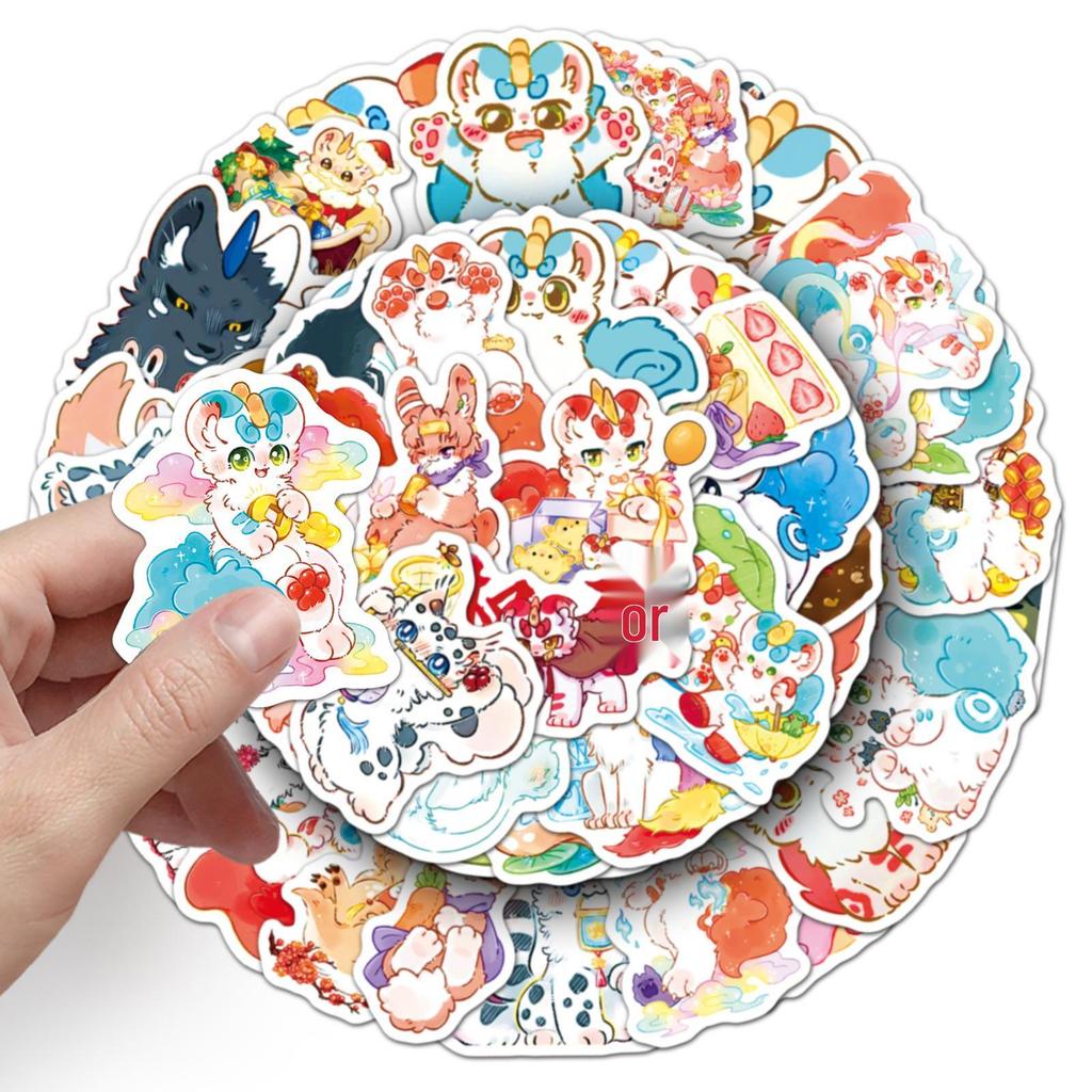 Cute Anime Animal Stickers: 50 Waterproof, Fun Decorative Stickers for Storage Boxes & Suitcases - No Cutting Needed