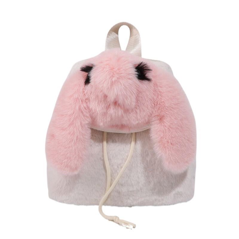 Модный корейский женский рюкзак с мультяшным кроликом, 2024, новый, милый, плюшевый, девичий стиль белый