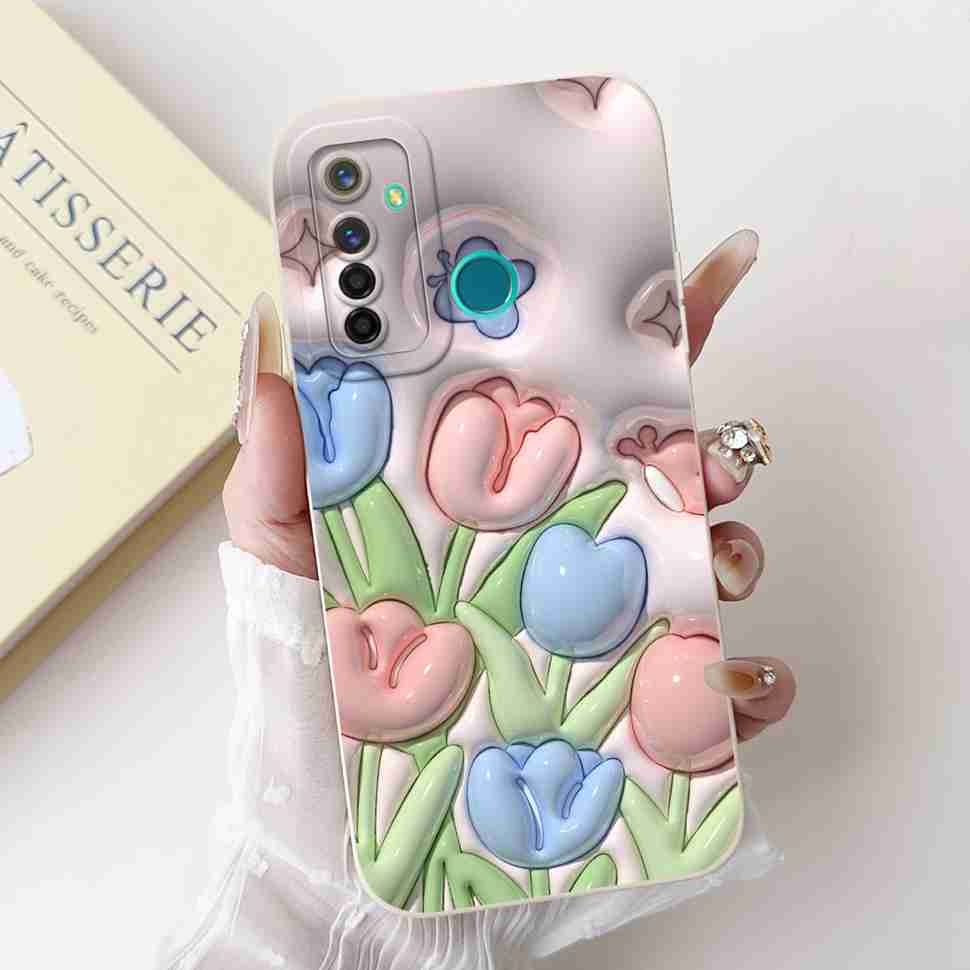 Für Realme 5 Pro Hülle Niedliche Panda-Blumen-Abdeckungen Weiche Silikonhüllen Für Realme 5 Realme5 Pro Stoßfeste Rückseite Fundas