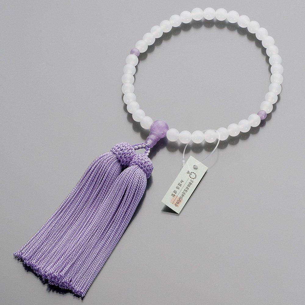 Buddhist Altar Shop Takita Shoten Kyoto Prayer Beads for White Shiunite 7mm Pure Silk Headed Bead Bag Can Be Used by All Certificate Included Women,