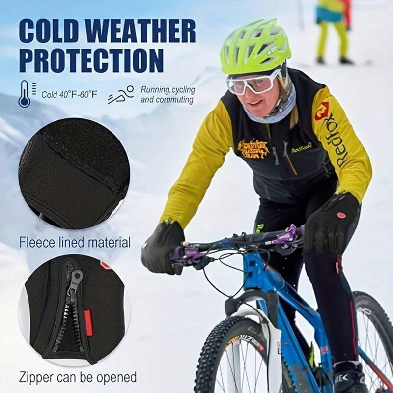Winter Outdoor Cycling Gloves Men Women Touchscreen Warm Gloves with Zipped Windproof Waterproof Gloves for Skiing Outdoor Sport