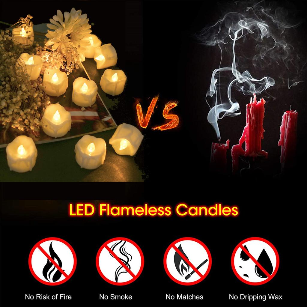 12Pack Flickering Led Tea Lights with Auto Timer 6 Hours On 18 Off In 24 Hour Cycle Flameless Led Tea Lights Candles Home Decor