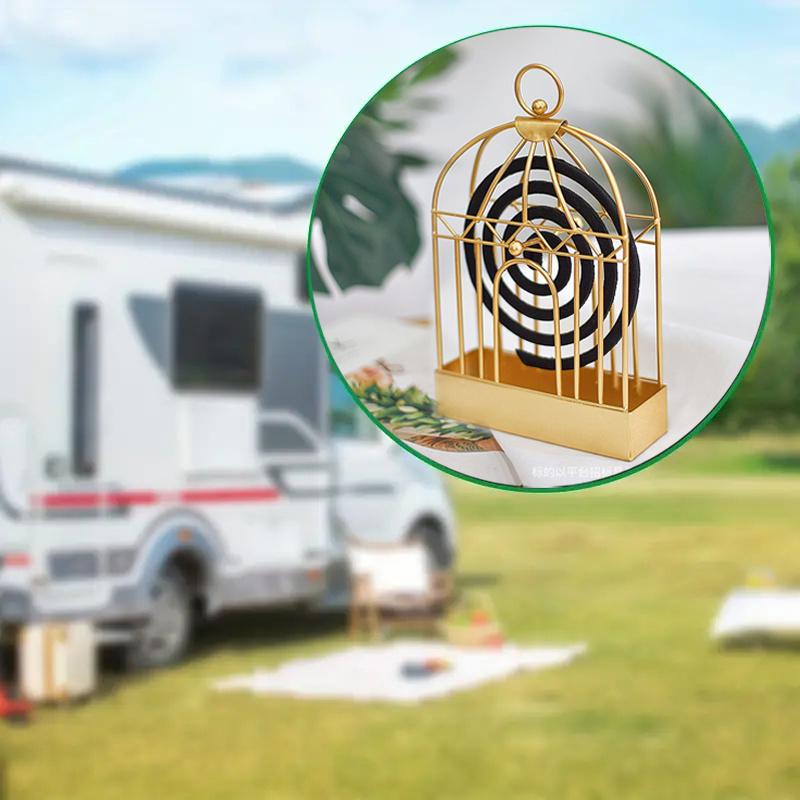 1Pcs Portable Mosquito Coil Holder Vintage Incense Burner Metal Hanging Cage Outdoor Home Garden Decoration Home Camping Supplys