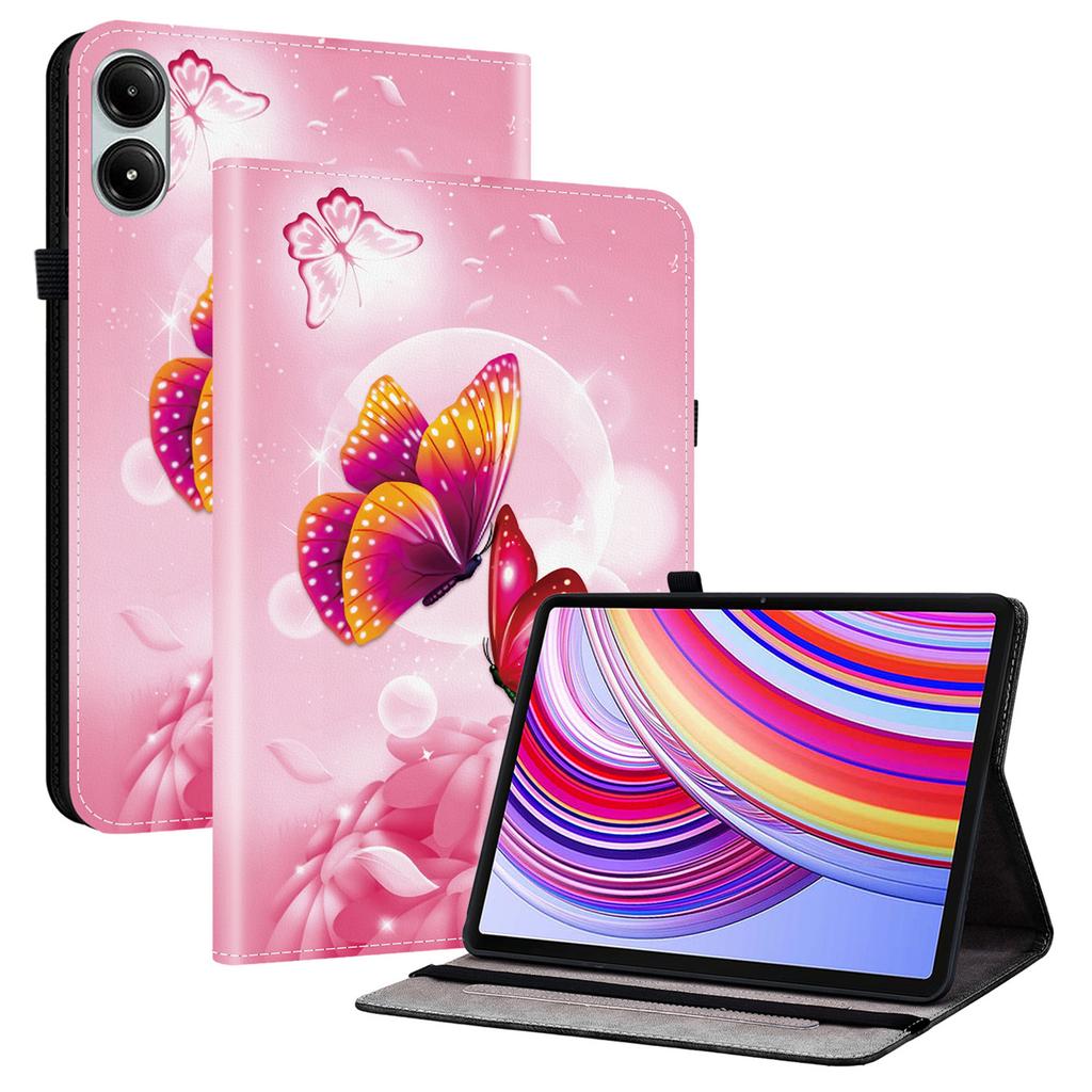 Lederhülle für Xiaomi Redmi Pad Pro 5G/Redmi Pad Pro/Poco Pad 5G/4G, bedruckt mit Muster, Ständer, Tablet-Hülle mit Kartenfächern