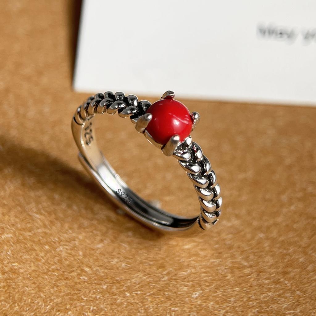Copper Rings For Women Couple Minimalist Red Pink Stone Ring Fine Cz Jewelry Birthday Gift Prevent Allergy