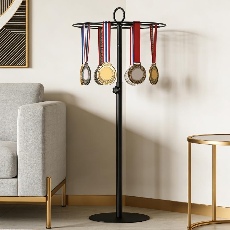 Drehbarer Ausstellungsständer für Tanz-Karate-Auszeichnungen Hält über 40 Medaillen Stabile Kohlenstoffstahlbasis Rutschfeste Designs