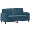 Vidaxl 2-Osobowa Sofa Z Poduszkami, Niebieska, 140 Cm, Aksamit