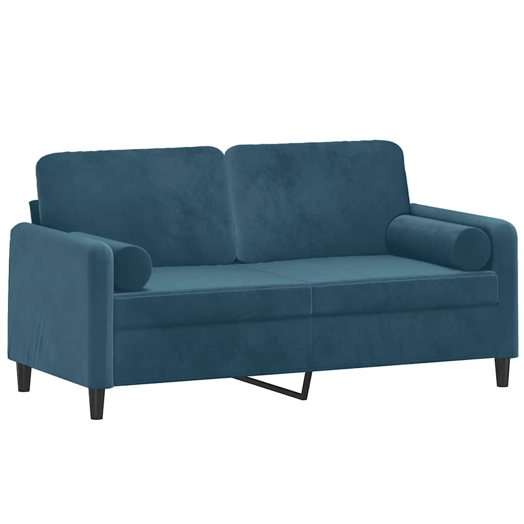 Vidaxl 2-Osobowa Sofa Z Poduszkami, Niebieska, 140 Cm, Aksamit