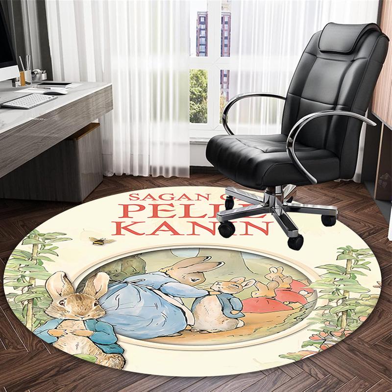1pc Peter Rabbit2 Print Round Carpet Chair Round Carpet Suitable for Bedroom Living Room Home Decorative Carpet
