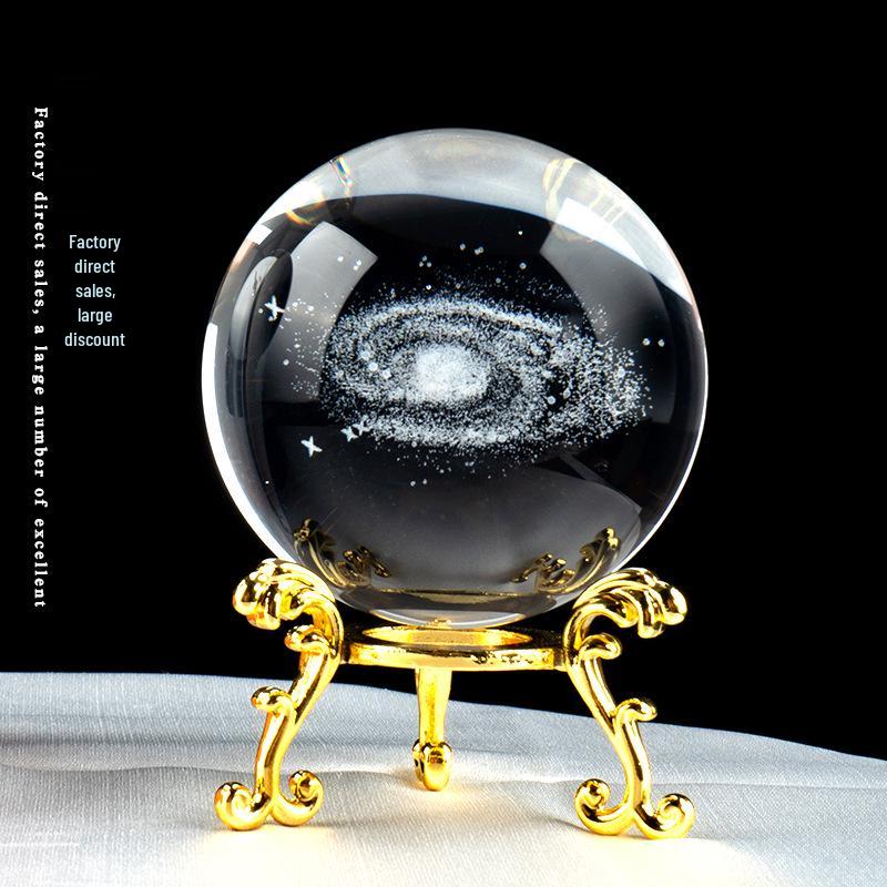3D Laser-Engraved Crystal Ball: Galaxy Rose & Little Prince Gift