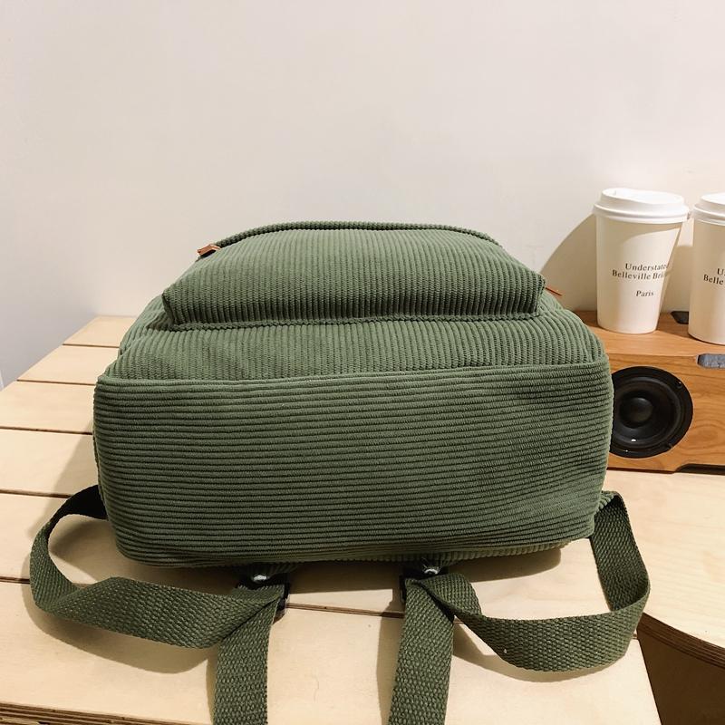 Corduroy Women Backpack Schoolbag Schoolgirl Travel Backpack