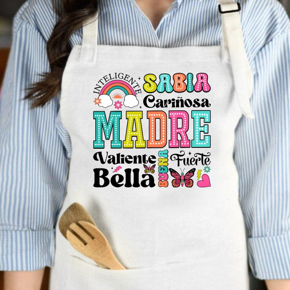 Smart Intelligent Brave Beautiful Mom Print Women Apron Mama Pocket for Cooking Baking Aprons Mother's Day Birthday Gift for Mom