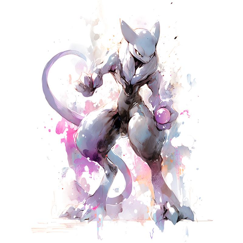 Japanese Anime Cartoon Canvas Painting Pokemon Pikachu Mewtwo Posters Mural Pictures Wall Art Kids Room Aesthetic Decor Cuadros