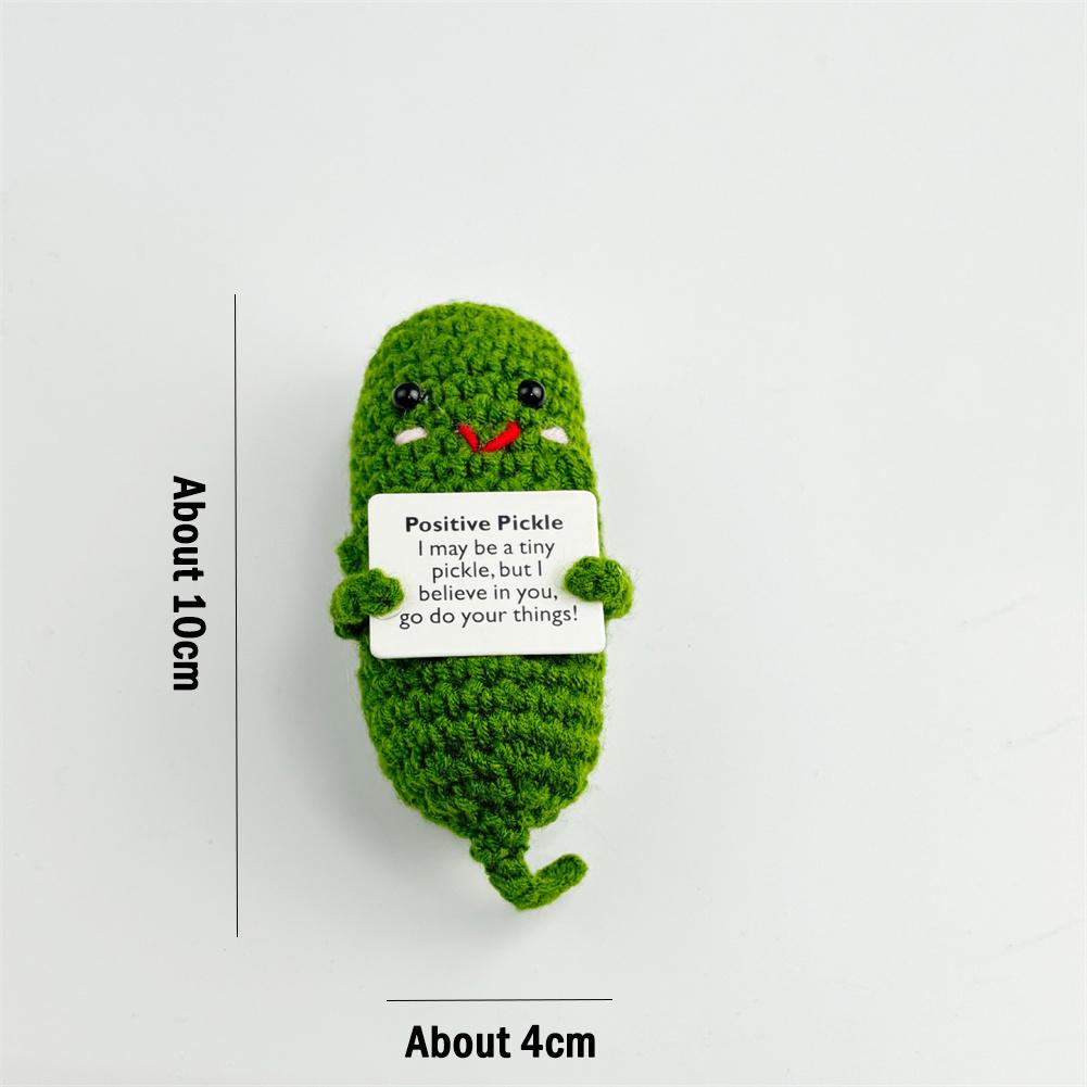 Handmade Emotional Support Pickle Positive Cucumber Dolls Home Decoration Funny Kawaii Yarn Knitting Gifts Living Room Decor