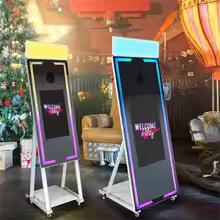Interactive Full Metal 360 Instant Print Photo Booth Touch Screen LED Ambient Light Party Supporting SLR Smartphones iPad Camera