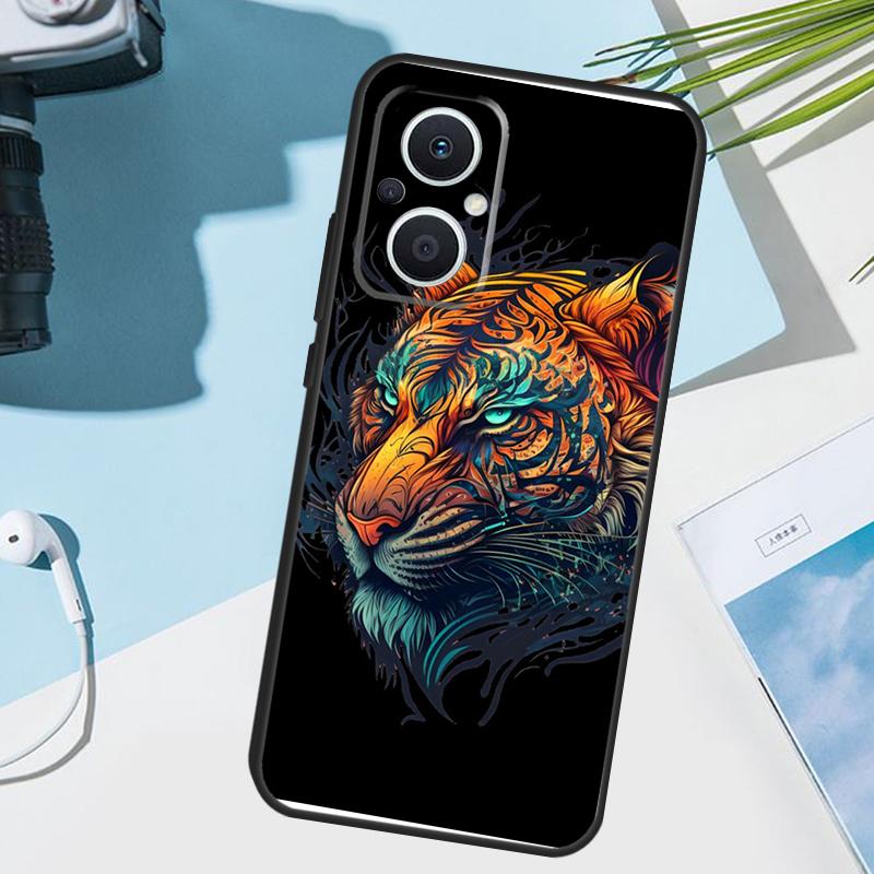 Ferocious Tiger Animal Cover For OPPO Reno 14F 13F 12F 11F 8T 7 8 Lite 10 11 12 13 14 OPPO Find X9 X8 X5 X6 Pro Case