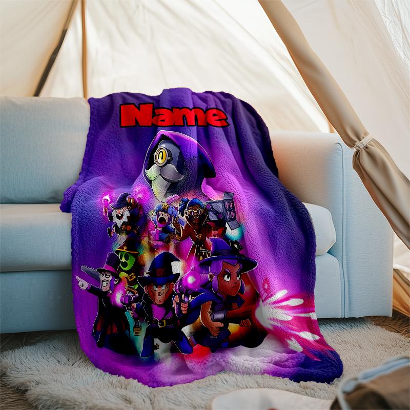Personalized Custom Name Blanket - Brawl Stars Print Design,Blanket for Sofa,Bed,Travel,Camping - Soft and Warm, Great Gift