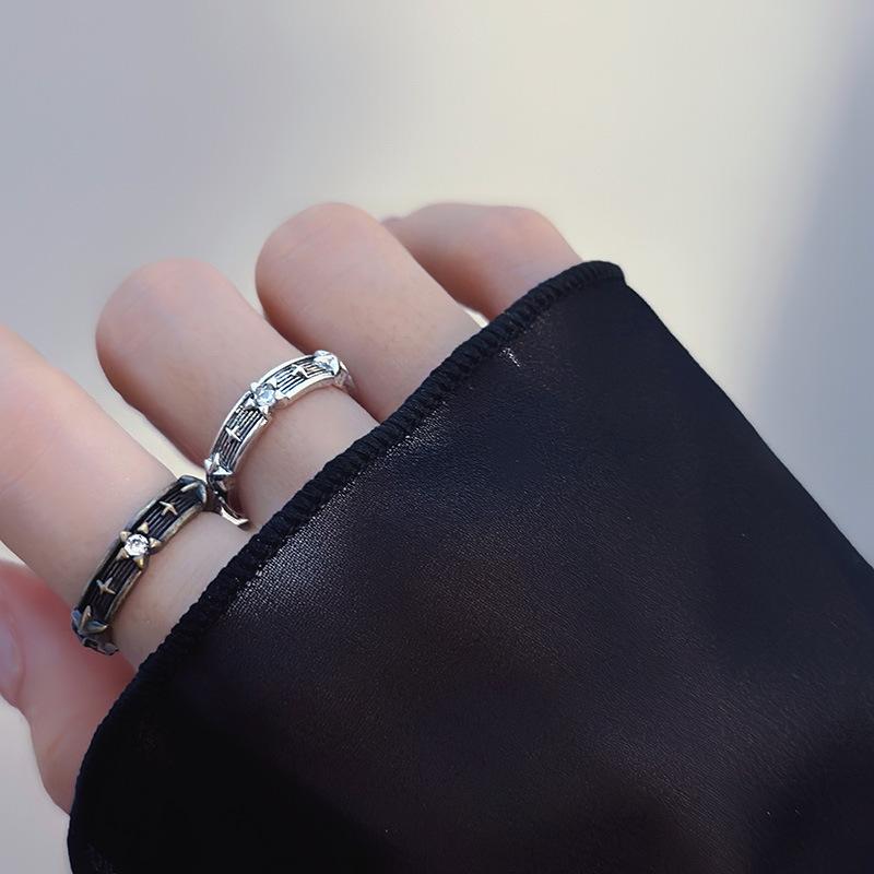 Y2K Retro Ring Open for Men Women Old Style Ring Hip Hop Punk Geometry Couple Ring Declaration Party Jewelry Gifts