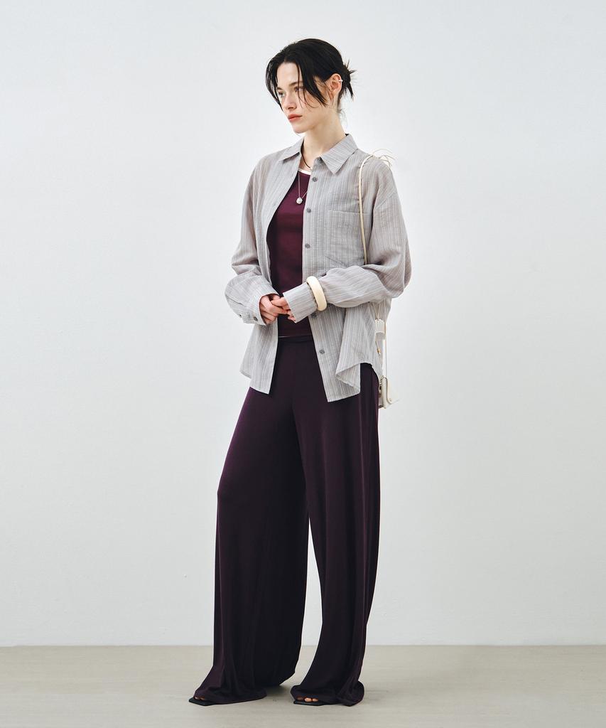 MONGDOL Striped See-Through Oversized Shirt Gray Mdsh019Stgray