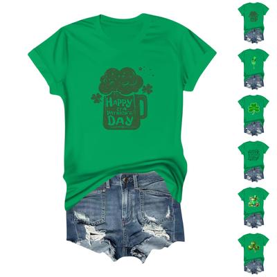 Women's Casual Printed T-shirt Round Neck Pullover Short Sleeve Top