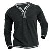 Men's Solid Color V-Neck Button Casual Sweatshirt Men's Long Sleeve Sweatshirt